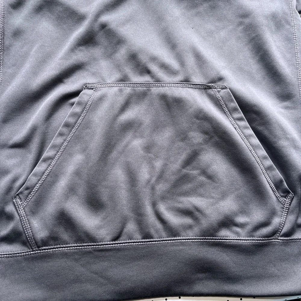 Nike Therma Fit Hoodie Gray Orange Big Swoosh Athletic Pullover Mens M